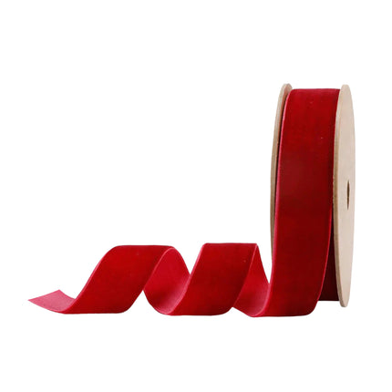 1" Velvet  scarlet red ribbon,ideal for Christmas decor, gift wrapping, and artistic endeavors.