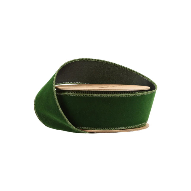 1 1/2" Wired Velvet | Spruce | 10 Yard Roll LaRibbons and Crafts