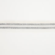 7/8" Striped Metallic Velvet Ribbon | White/Silver | 10 Yard Roll