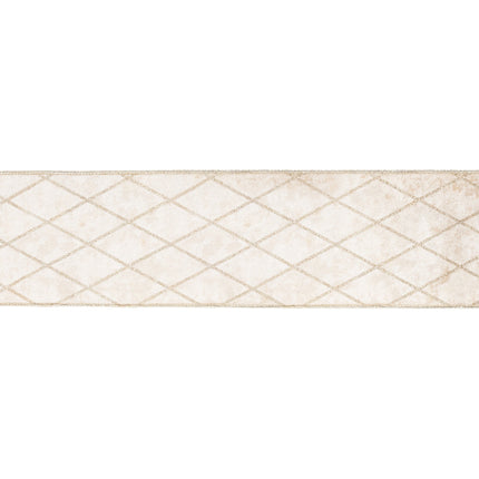 4" Wired Velvet Ribbon | Champagne with Glittered Diamond | 10 Yard Roll LaRibbons Wholesale