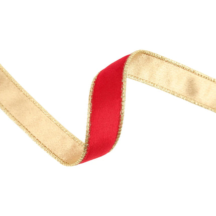 1" Reversible Classic Velvet Wired Ribbon | Christmas Red/Gold | 10 Yard Roll LaRibbons and Crafts