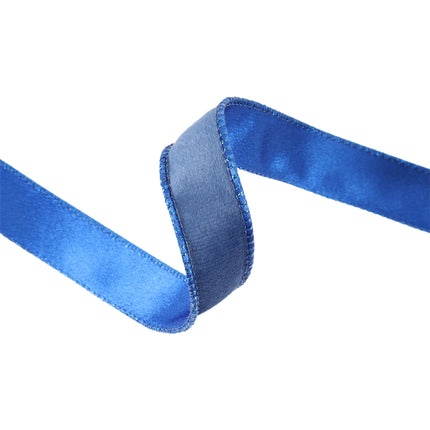 1" Reversible Classic Velvet Wired Ribbon | Electric Blue/Shimmer Blue | 10 Yard Roll LaRibbons and Crafts