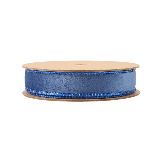 1" Reversible Classic Velvet Wired Ribbon | Electric Blue/Shimmer Blue | 10 Yard Roll LaRibbons and Crafts