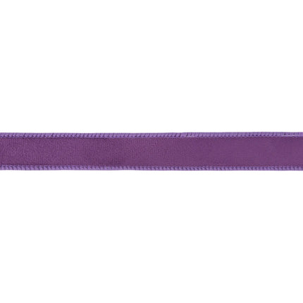 Reversible 1-inch purple velvet ribbon with wired trim, great for adding texture to any festive arrangement.