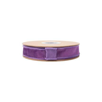 1-inch reversible purple velvet ribbon with wired edges, perfect for bows and holiday projects.
