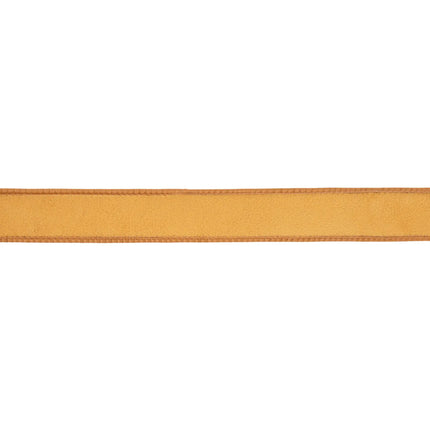 Reversible 1-inch gold velvet ribbon with wired edges, perfect for gift accents and seasonal decor.