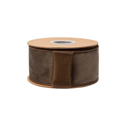 Warm earthy brown reversible wired ribbon, suited for autumn home decor 