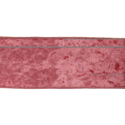 Rose pink velvet wired ribbon, great for creating chic bows, holiday decor, and adding a touch of luxury to crafts.