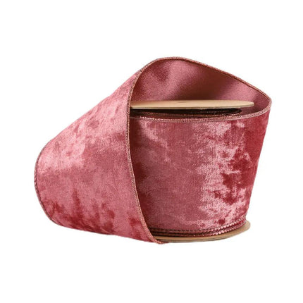 4" Reversible Frosted Velvet Wired Ribbon | Rose/Rose | 10 Yard Roll LaRibbons and Crafts