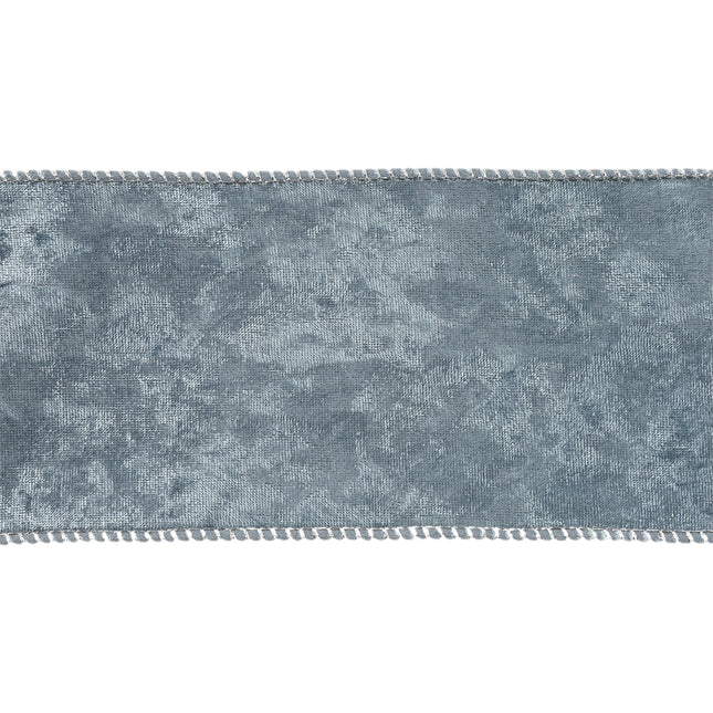 4" Reversible Frosted Velvet Wired Ribbon | Blue/Blue | 10 Yard Roll LaRibbons and Crafts