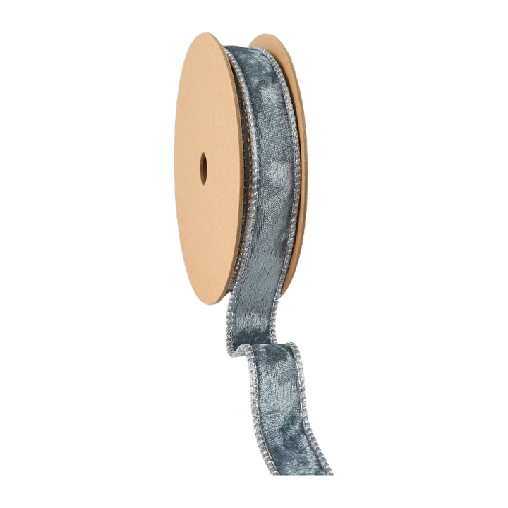 1" Reversible Frosted Velvet Wired Ribbon | Blue/Blue | 10 Yard Roll LaRibbons and Crafts