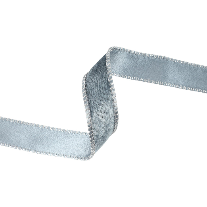 1" Reversible Frosted Velvet Wired Ribbon | Blue/Blue | 10 Yard Roll LaRibbons and Crafts