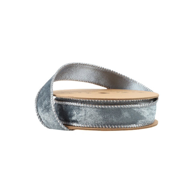1" Reversible Frosted Velvet Wired Ribbon | Blue/Blue | 10 Yard Roll LaRibbons and Crafts