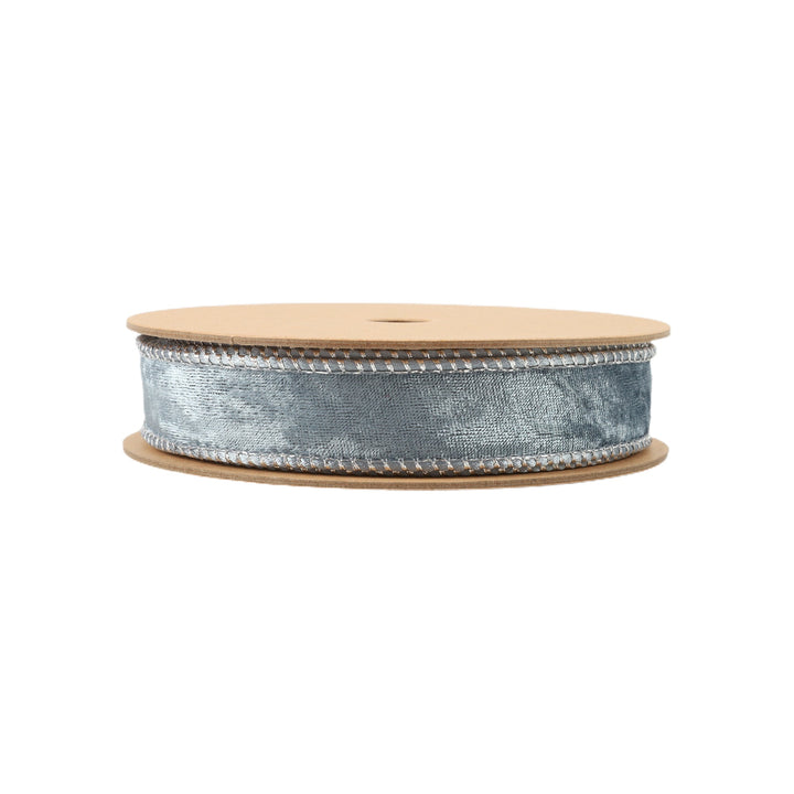 1" Reversible Frosted Velvet Wired Ribbon | Blue/Blue | 10 Yard Roll LaRibbons and Crafts