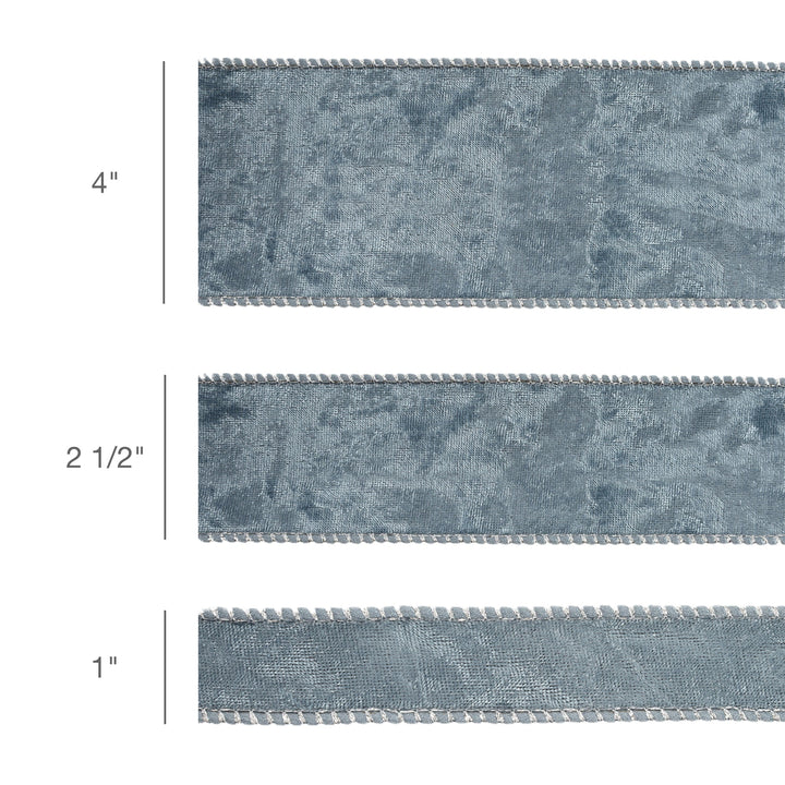 1" Reversible Frosted Velvet Wired Ribbon | Blue/Blue | 10 Yard Roll LaRibbons and Crafts
