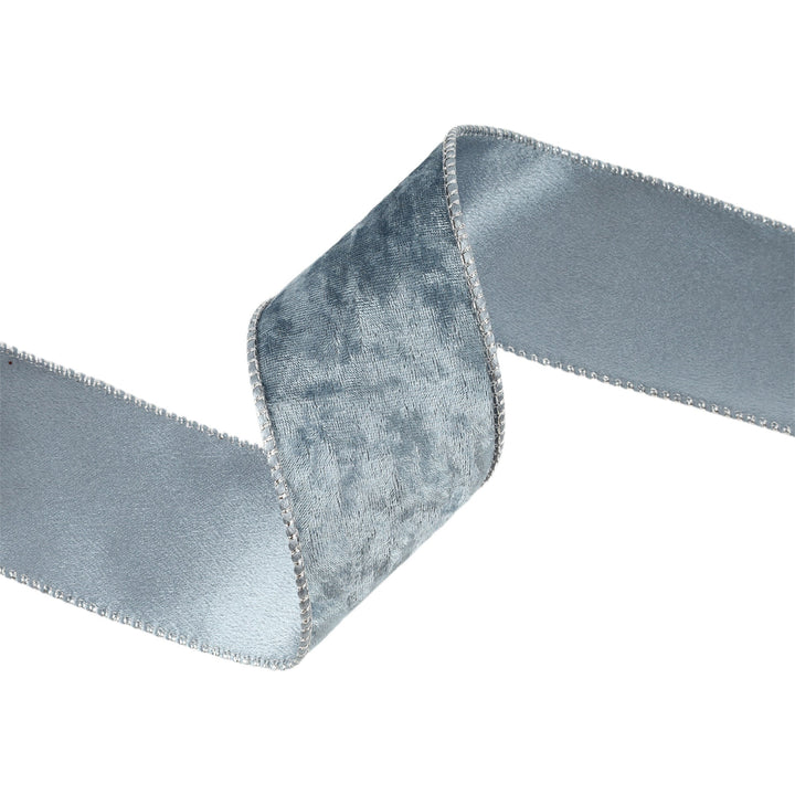 2 1/2" Reversible Frosted Velvet Wired Ribbon | Blue/Blue | 10 Yard Roll LaRibbons and Crafts