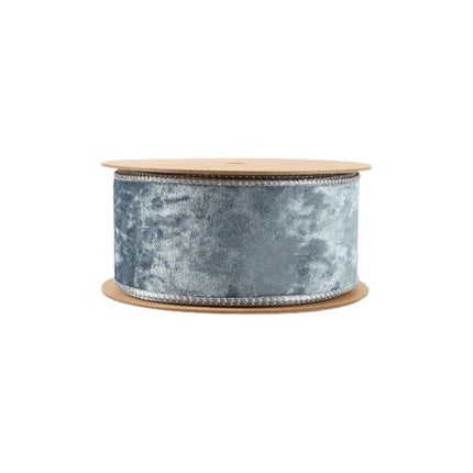 2 1/2" Reversible Frosted Velvet Wired Ribbon | Blue/Blue | 10 Yard Roll LaRibbons and Crafts
