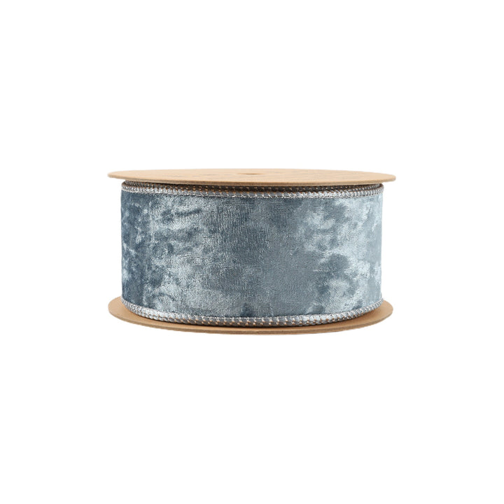 2 1/2" Reversible Frosted Velvet Wired Ribbon | Blue/Blue | 10 Yard Roll LaRibbons and Crafts