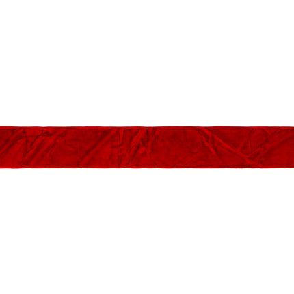 A  red velvet ribbon, great for creating upscale Christmas accents and decorative elements.