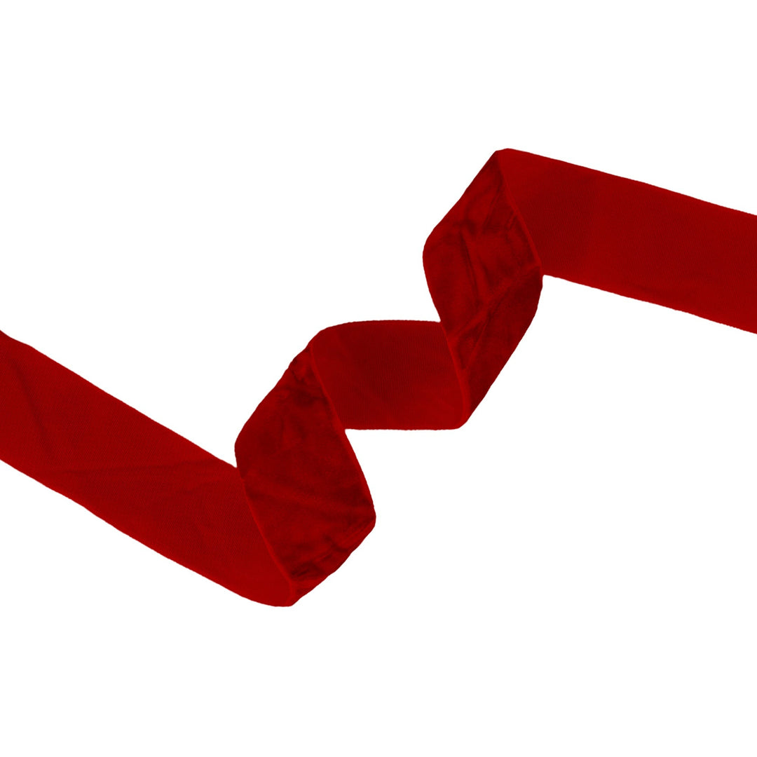 1" Crushed Velvet | Red | 10 Yard Roll LA Ribbons Wholesale