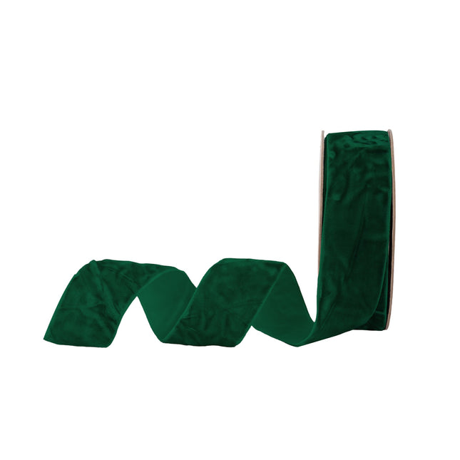1" Crushed Velvet | Green | 10 Yard Roll LA Ribbons Wholesale