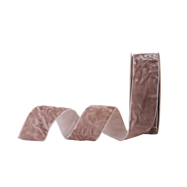 1" Crushed Velvet | Champagne | 10 Yard Roll LA Ribbons Wholesale