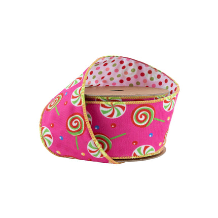 2 1/2" Wired Velvet Ribbon | Red with Gold Trim and Iridescent Jewel | 10 Yard Spool