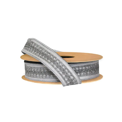 1 1/2" Double-Fused Wired Velvet Ribbon w/ Metallic Trim | White/Silver | 10 Yard Roll LaRibbons and Crafts