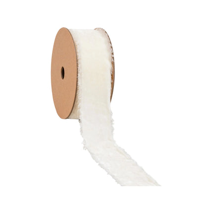 1 1/2" Frayed Velvet | Antique White | 5 Yard Roll LaRibbons and Crafts
