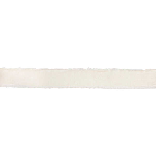 1 1/2" Frayed Velvet | Antique White | 5 Yard Roll LaRibbons and Crafts