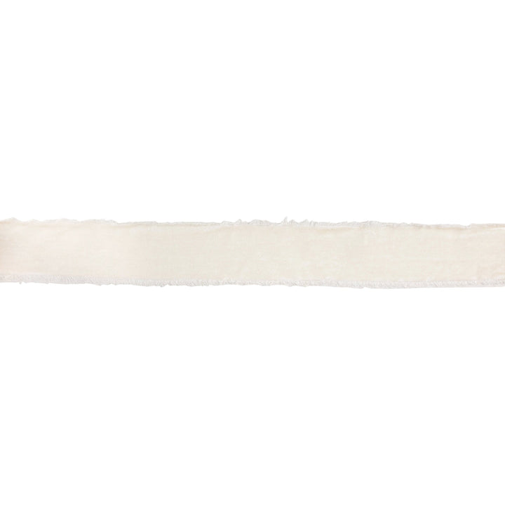 1 1/2" Frayed Velvet | Antique White | 5 Yard Roll
