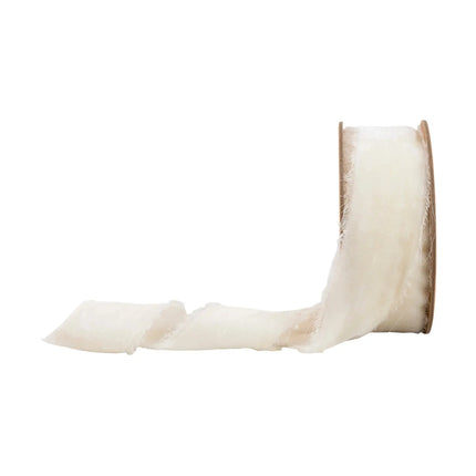 1 1/2" Frayed Velvet | Antique White | 5 Yard Roll LaRibbons and Crafts