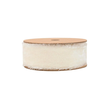 1 1/2" Frayed Velvet | Antique White | 5 Yard Roll LaRibbons and Crafts