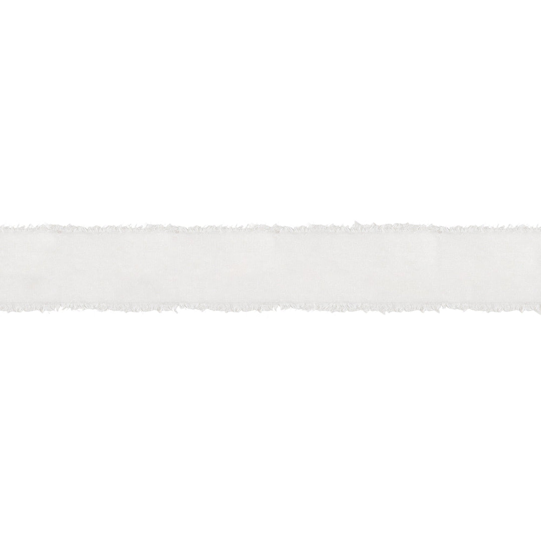 1 1/2" Frayed Velvet | White | 5 Yard Roll