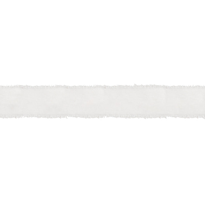 1 1/2" Frayed Velvet | White | 5 Yard Roll