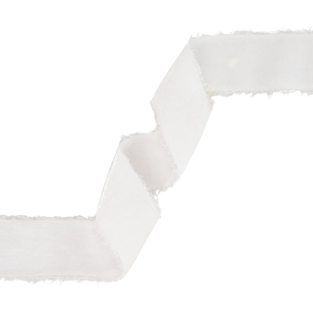1 1/2" Frayed Velvet | White | 5 Yard Roll