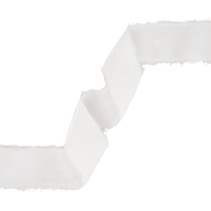 1 1/2" Frayed Velvet | White | 5 Yard Roll