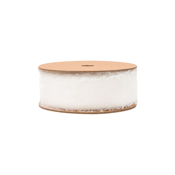 1 1/2" Frayed Velvet | White | 5 Yard Roll