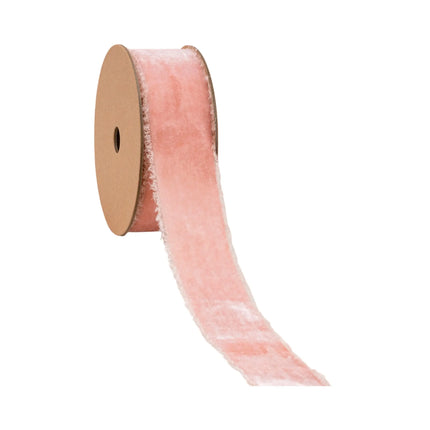 1 1/2" Frayed Velvet | Pink | 5 Yard Roll LaRibbons and Crafts
