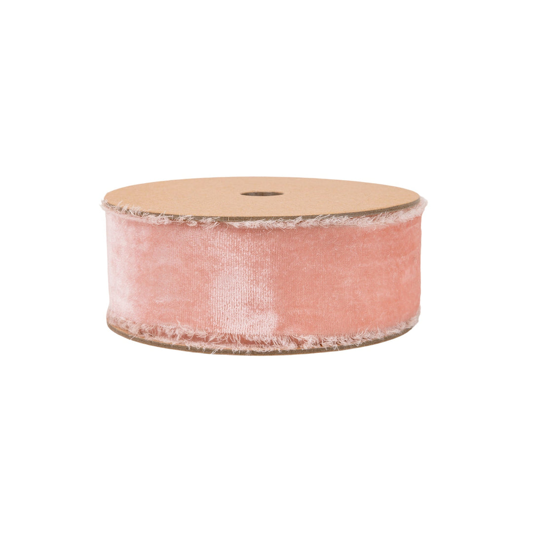 1 1/2" Frayed Velvet | Pink | 5 Yard Roll