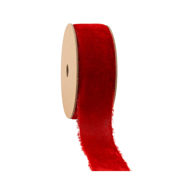 1 1/2" Frayed Edge Velvet Ribbon | Magenta | 5 Yard Roll LaRibbons and Crafts