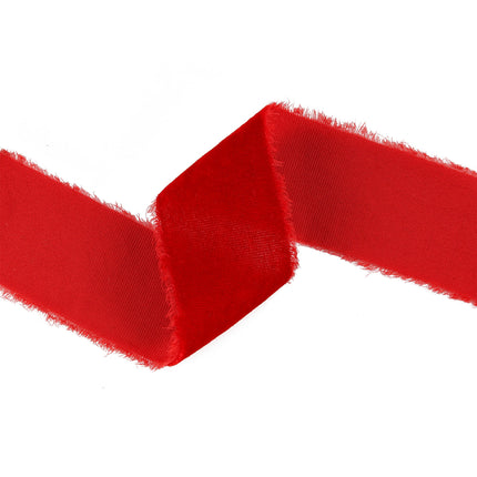 1 1/2" Frayed Edge Velvet Ribbon | Magenta | 5 Yard Roll LaRibbons and Crafts