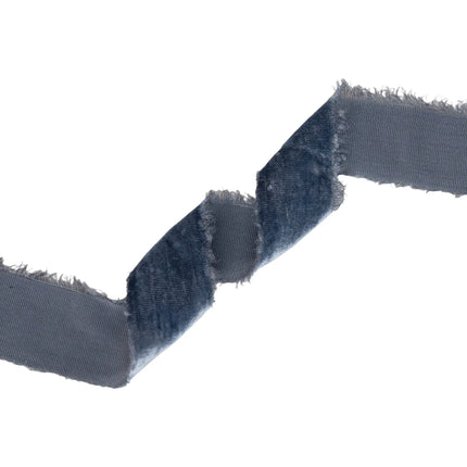 1 1/2" Frayed Velvet | Smoke Blue | 5 Yard Roll LaRibbons and Crafts