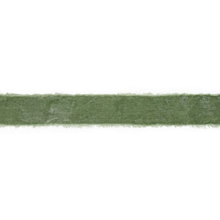1 1/2" Frayed Velvet | Sage Green | 5 Yard Roll
