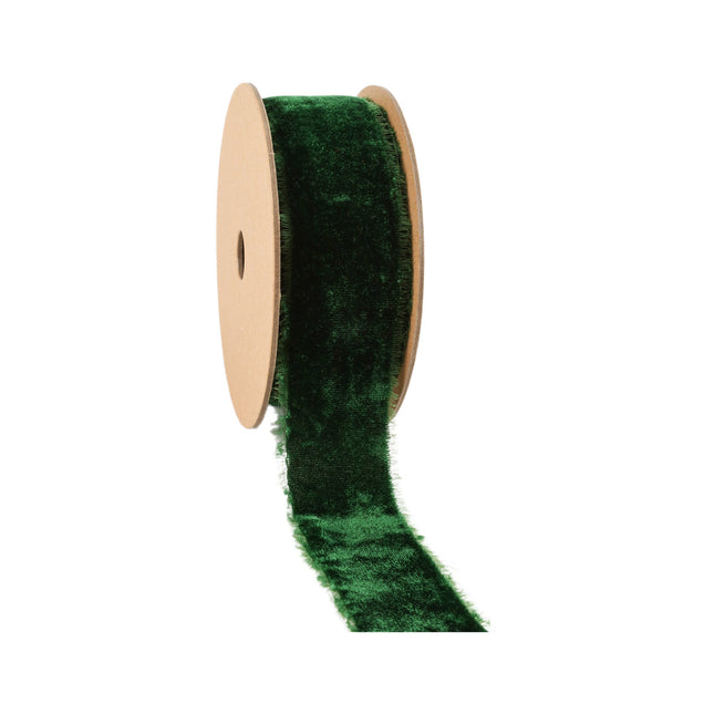 1 1/2" Frayed Edge Velvet Ribbon | Spruce | 5 Yard Roll LaRibbons and Crafts