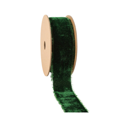 1 1/2" Frayed Edge Velvet Ribbon | Spruce | 5 Yard Roll LaRibbons and Crafts