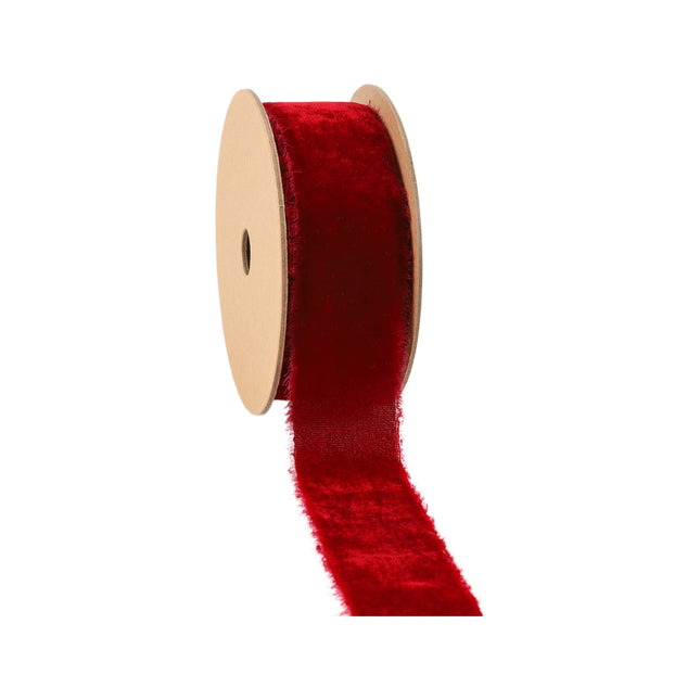 1 1/2" Frayed Edge Velvet Ribbon | Bordeaux | 5 Yard Roll LaRibbons and Crafts