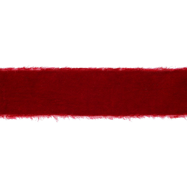 1 1/2" Frayed Edge Velvet Ribbon | Bordeaux | 5 Yard Roll LaRibbons and Crafts