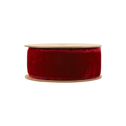 1 1/2" Frayed Edge Velvet Ribbon | Bordeaux | 5 Yard Roll LaRibbons and Crafts