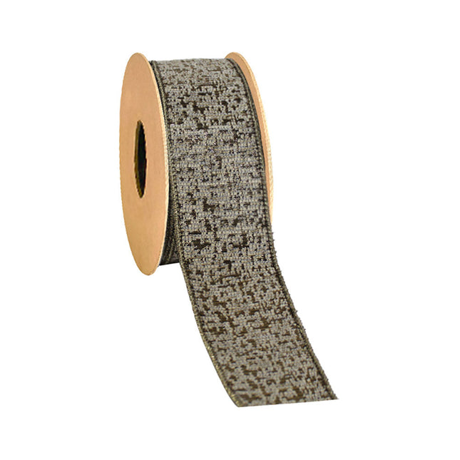 2 1/2" Double-Fused Wired Jacquard Ribbon | Ivory/Gold Metallic | 10 Yard Roll LaRibbons and Crafts